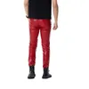 Pantalon masculin masculin rouge personnel décontracté pute pu cousu en cuir pantl2405