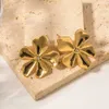 Fransk palatsstil Guld Lucky Five Leaf Grass örhängen Rostfritt stålörhängen med avancerade designkänsla örhängen