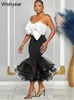 Urban Sexy Dresses Year Elegant Big Bow Organza Mermaid Prom White Tops och Midi Dress Set For Women Evening Birthday Cocktail Party Outfits T240510