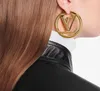 Designer Gold Letter Earrings Women Hoops Hoop Stud örhängen Guldöring Big Circle Classic Accessories Designer Smycken Boucles Doreilles smycken gåva 012