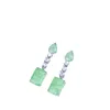 2024 Simple Green Plated 925 Silver Luxury Brand Designers Letters Stud Geometric Famous Women Round Crystal Rhinestone Pearl Earring Wedding Party Jewerlry Hot
