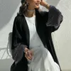 Ethnic Clothing 2024 New Muslim Ramadan Eid Black Open Kimono Abaya Elastic Drilling Net Shalwar Kamz Casual Loose Moroccan Gulf Women Robe T240510