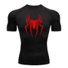 Camisa de compressão de impressão de aranha masculina academia rápida de camiseta seca executando a manga curta respirável Spring Summer M3xl 240506