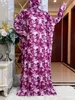 Etnik Giyim 2022 Müslüman Bayan Kapşonlu Abaya Türkiye-Afrika Dua Kaftan Elbise Başörtüsü Çiçek Baskıları Dubai Saudi Ramazan T240510