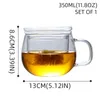 Tasses à thé 1 pc Verre de borosilicate haut avec passoire et couvercle de bambou parfait pour la fête à domicile 572 ml (19,07 oz)