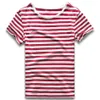 Men's T-Shirts Mens striped T-shirt top mens fashionable short sleeved blue red and white T-shirt clothing role-playing partyL2405