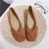 Chaussures décontractées à plat pour femmes 2024 Spring Square Head Velvet Flock Locs en cuir Flats Taille 32 33 34 44 45 46 Zapatos Mujer