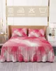 Spódnica z łóżkiem marmurowy czerwono gradientowy elastyczny sprężone łóżko z poduszkami Mattress Mattress Połączenie arkusz zestawu