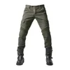 Męskie spodnie wypoczynkowe Motocykl Czarne zielone dżinsy na zewnątrz sprzęt do rowerów ciepłe spodnie z ochronną elastyczną spustą podkładki kolanowe odłączające 2405