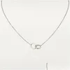 Anhänger Halskette Neues klassisches Design Doppelschleife Charms Love Halskette für Frauen Mädchen 316L Titanium Stahlschmuck Collares Collier Dro oti4v