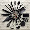 Horloges murales Couvrottes Record Horloge Modern Design Spoon Fork Cuisine décorative Vintage Watch Home Decor