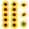 Fleurs décoratives 10 PCS Simulations de tournesol Autocollants de sac à main floral Applique pour sacs à dos mini artisanat artificiel