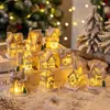 Candle Holders DIY Christmas Lights Decorations Resin Small House Village Doll Cartoon Table Holiday Gift Cute