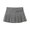 Skirts 2024 Y2K Pleated Skirt Grey Women's With Belt Slim Mini Shorts Women Clothing Official Store