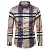 6xl 2022 Business Casual Plaid Shirt's Men's Formeal Workwear Marif Robe Slim Social Party Clothe