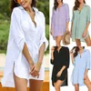 Polos Femmes Femmes Robe de plage Mashion Fashion Womens Shirt Deep V Neck Neck Pure Suncreen Massuit de maillot de bain Robes d'été