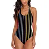 Swimwear Women's Classic Striped Sweched Sexy Red and White Lignes One Push Up Body Funny Beachwear Gift Idea