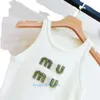 Miu Top Womens Clothes T Shirt Miui Designer Women Sexy Halter Tops Party Crop Embroidered Tank Miumiuss Tshirt Clothing Fashion Spring Summer Backless Women Trendy