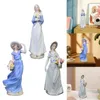 Decorative Figurines Flower Basket Girl Figurine Modern Desk Decoration Art Works Ceramic For Bookshelf Living Room Cabinet Bedroom Tabletop