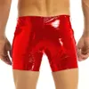 Mens Erotic Hot Pants Kort för sexporr Latex Underbyxor Dragkedja bredvid Male Patent Leather Boxer Sexig botten Underkläder Catsuitdräkter