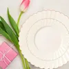 Disposable Dinnerware 100 Pcs Premium Scalloped Plastic Plates With Trim | Dinner Salad Or Dessert Elegant