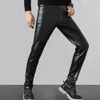 Men's Pants Fashionable pockets with smooth surface artificial leather casual and wear-resistant mens summer pants mens motorcycle pants maintain fashionL2405