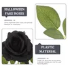 Dekorativa blommor 10 PC: er konstgjorda rosor stjälkar svarta dekorationer falska dekorer plastgotiska