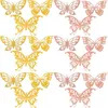 Fleurs décoratives 48 PCS DIY Papillons décalcomanies 3D Butterfly Accureurs Accessoires Mur d'ornement pour l'emballage cadeau petit