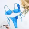 Decorazione floreale da bagno da donna Set di bikini in pizzo floreale con brief del reggiseno del reggiseno a fascia da bagno da bagno 3D per veloce