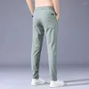 Men's Pants Summer Ultra-thin Men Quick-drying Casual Sports High Elastic Slim Straight Korean Fashion Jogging Trousers Black Green