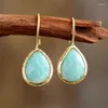 Orecchini a pennaglie d'acqua Lapis Luzuli Amazonite Rhodonite Stone 18K Gold placcato per le donne gioielli