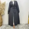 Vêtements ethniques mode musulman Dubaï Abaya Long Hijab Robes avec ceinture Islam Vêtements Abayas Robes africaines pour femmes Kaftan Robe Musulmane M T240510
