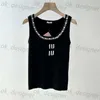 2024SS Women Tank Top Designer Vest Womens Diamond Ice Silk Knit Topps Slim Round Neck Sleeveless Vests Fashion Pinstripe Letter Brodery Graphic Shirt