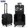 Resväskor modebagage metall vagn resväskor kvinnliga blommor resväska på hjul valise väskor 16 tum bär handväska