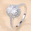 925 Anneau en argent sterling pour les femmes clignotant 2Ct Moisanite Diamond Ring Fashion Silver Jewelry Anniversary Gift Bridal Ring