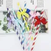 Wegwerpbekers Straws S Straw Party Supplies Bow-Tie Drink Paper Bowknot Decorations