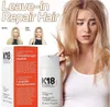 K18 Laat 50 ml haarverzorging achter in moleculaire reparatie haarmaskerbehandeling om beschadigd haar 4 minuten te repareren om schade door bleekmiddel om te keren
