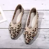 Elegant Houndstooth Sticked Ballet Flats Woman Point Toe Toe Mesh Moccasins Ladies Big Size Leopard Loafers Mjuka körskor