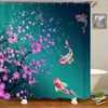 Duschgardiner Vattentät badrumsväxt lämnar Blomma gardin 3D -tygdekor med krokar stor storlek 240 180 cm badskärm