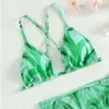 Dames badmode zomer mode groen zwempak sexy bikini set drie sets hangen nekpunttype