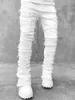 Pantaloni mimeti europei maschile street slim fit patch elastico denim da uomo strappato da uomo strappato da uomo jeans jeans aderente mimetico 240428
