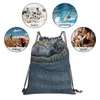 Poche avant sac à dos I Love Bluejeans Denim Backpacks Fashion Portable Sacs à cordon Sacs Sports Bags de sport pour les étudiants de voyage