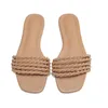 Slippers 2024 Fashion Weave Women Open Toe Flat With Casual Shoes Woman Glisses Summer Soufflent Bopdoor Flip Flip Flip