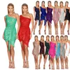 Robes sexy urbaines Robe de soirée à paillettes sexy Elegant Femmes One épaule Slveless Asymétriques Draped Party Robes Backless Courts courts T240510