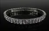 Bracelet nuptial à prix réduit 2019 Bijoux de mariée 3 rangs argent en argent Bling Bling Crystal Stretch Bangle Femme Prom Prom Wedding A2059902