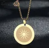Collane a sospensione collana da sole oro per donne Circle Round Charming Simple Style in acciaio inossidabile Gioielli Sun Collier3895471