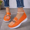 Chaussures décontractées comémore femme légère slip-on de baskets de marche chaîne orange modes d'orange femme 2024 chaussure plate tricotée d'automne