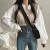 Blouses pour femmes Faux Boumis de col polo en deux pièces printemps Casual Co dans la chemise coréenne Y2K Tops Streetwear Loose Female Pullsovers Elegant