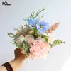 Dekorativa blommor meldel Silk Rose Peony Mix Artificial Flower Bouquet Blue Galsang Fake Home Wedding Christmas Decoration Faux Flores