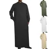 Chemises décontractées pour hommes Mentes Middle Arabe Simple Button Long Bouton Muslim Slee Molie Slit Pocket Pocket Summer Top Summer